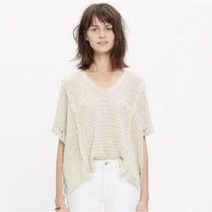 Madewell Fringe Short Sleeve Pullover Oversized Sweater XS